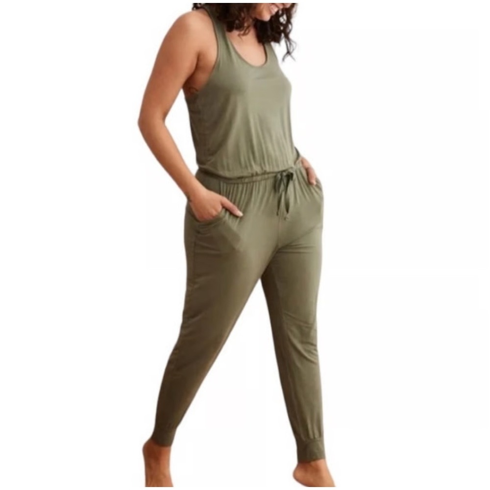 Aerie Olive Green Racerback Pocket Jumpsuit Romper XS
